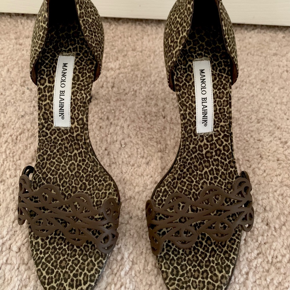 Manolo Blahnik animal print heels. Never used.